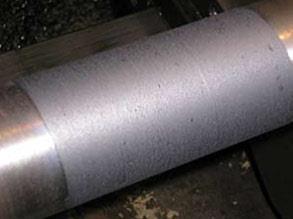 Axeln reparerad med Belzona 1131 (Bearing Metal)